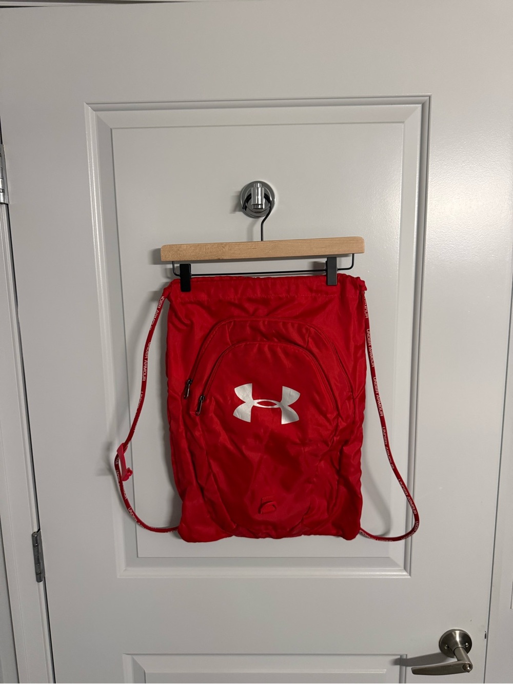 Under Armour Red Drawstring Sling Backpack with Front Zip Pocket